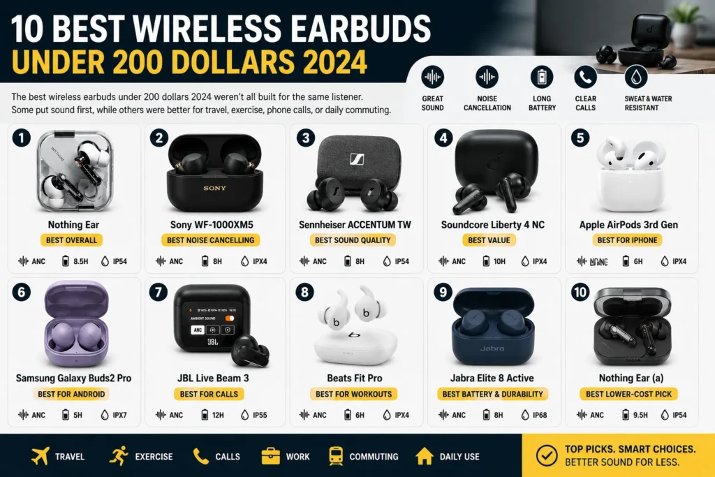 10 Best Wireless Earbuds Under 200 Dollars 2024