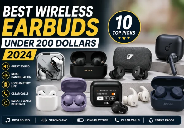 Best wireless earbuds under 200 dollars 2024 featuring 10 top earbuds for sound, ANC, battery life and calls