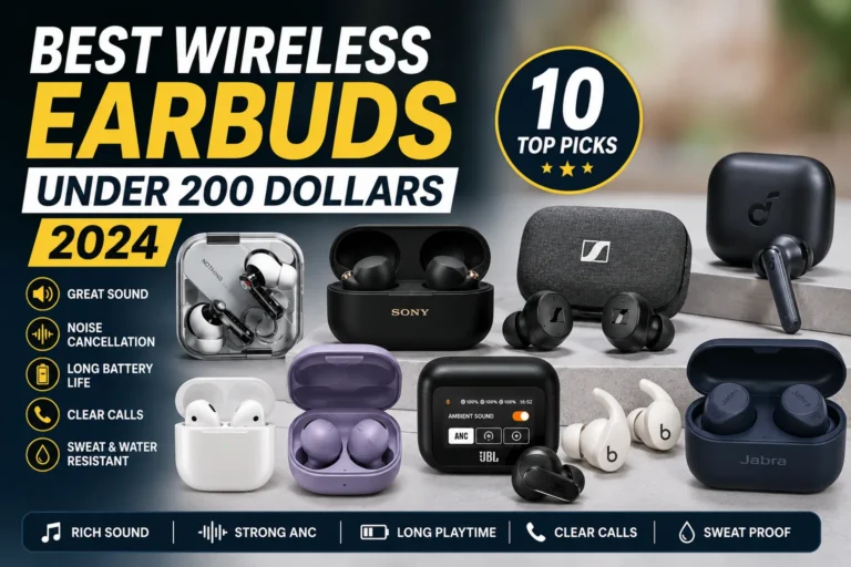 Best wireless earbuds under 200 dollars 2024 featuring 10 top earbuds for sound, ANC, battery life and calls